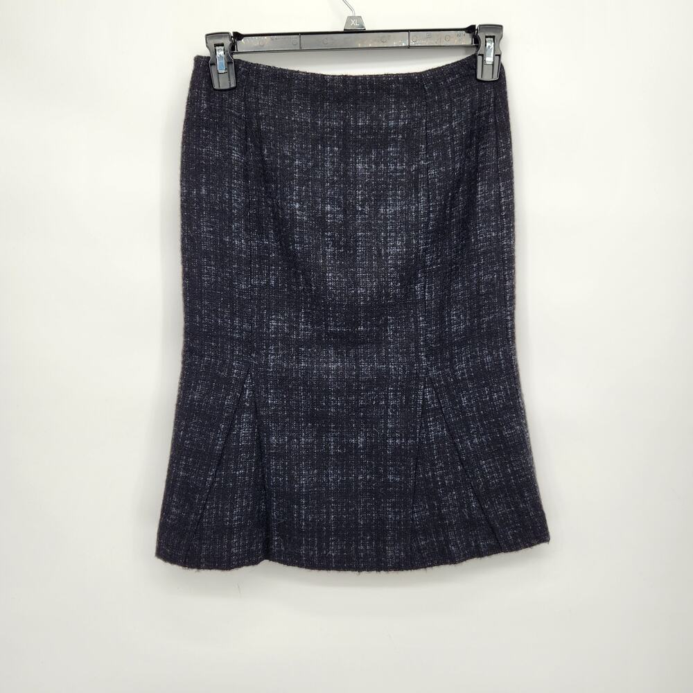 Theory Dark Gray & Black Kamryn Alpaca Blend Flared Pencil Skirt Women's 0